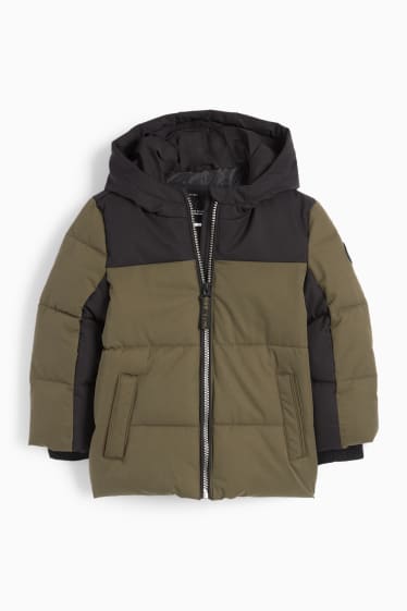 Kinder Jungen - Steppjacke mit Kapuze - strukturiert - grün