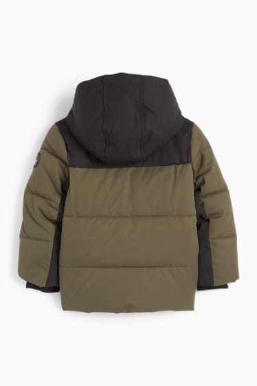 Kinder Jungen - Steppjacke mit Kapuze - strukturiert - grün