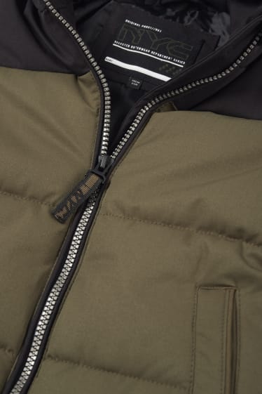 Kinder Jungen - Steppjacke mit Kapuze - strukturiert - grün