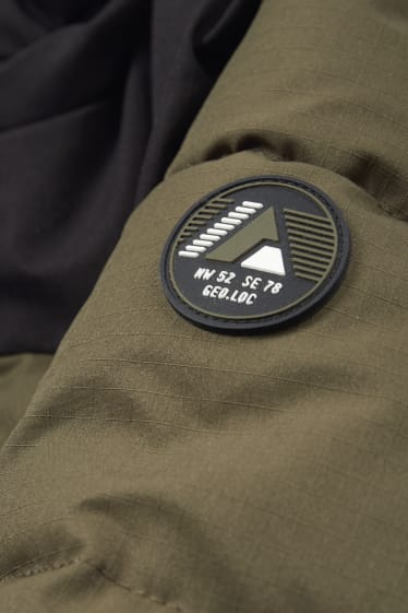 Kinder Jungen - Steppjacke mit Kapuze - strukturiert - grün