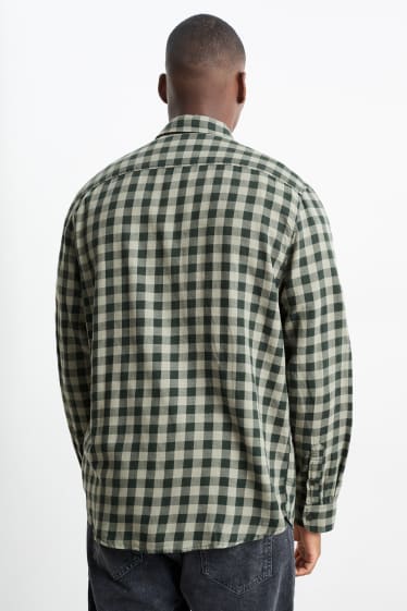 Uomo - Camicia - regular fit - collo all'italiana - a quadretti - verde