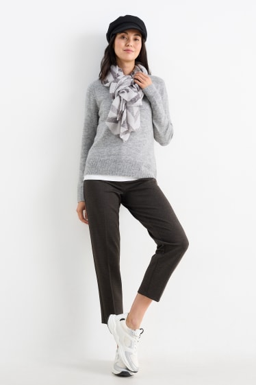 Femmes - Pantalon en jersey - slim fit - marron foncé