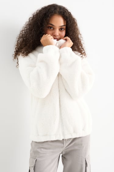 Damen - Teddy-Jacke - cremeweiss