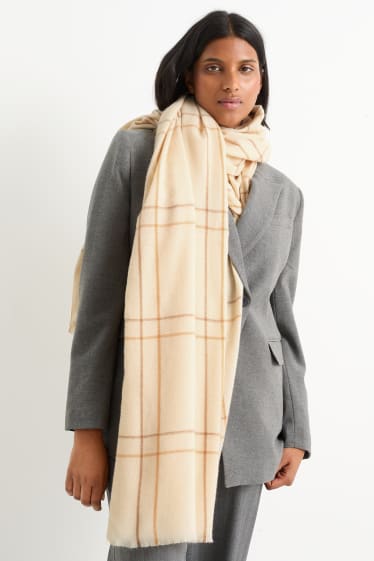 Donna - Sciarpa - a quadretti - beige