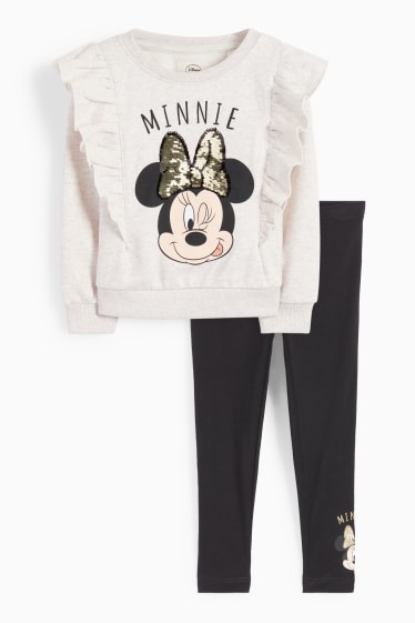 Enfants filles - Minnie Mouse - ensemble - sweat et legging - 2 pièces - beige clair
