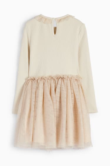 Kinder Mädchen - Herz - Kleid - hellbeige