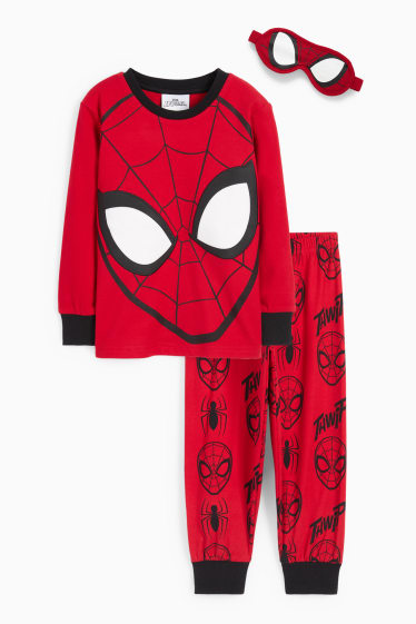 Enfants garçons - Spider-Man - ensemble - pyjama et masque de sommeil - 3 pièces - rouge
