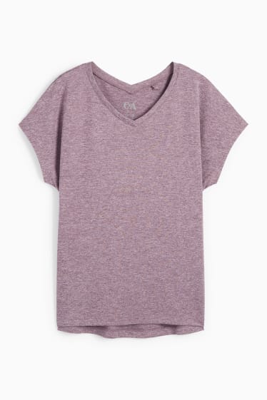 Dames - Sportshirt met V-hals - paars mix