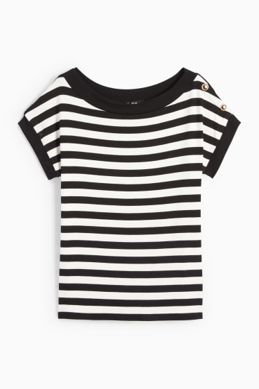 Femmes - T-shirt - à rayures - noir / blanc
