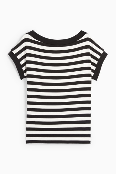 Femmes - T-shirt - à rayures - noir / blanc