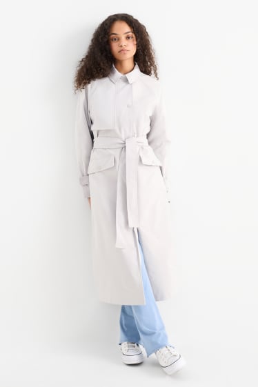 Damen - Trenchcoat - hellgrau