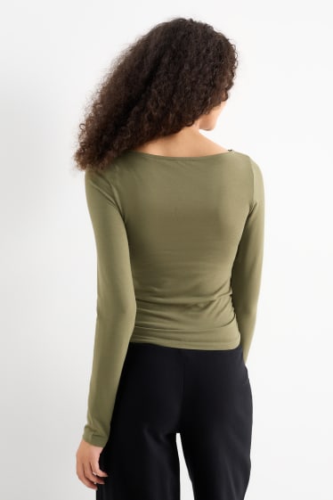 Damen - Langarmshirt - dunkelgrün