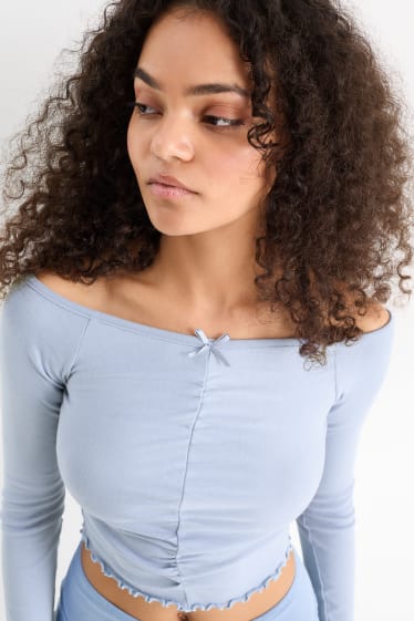Women - Cropped long sleeve top - blue