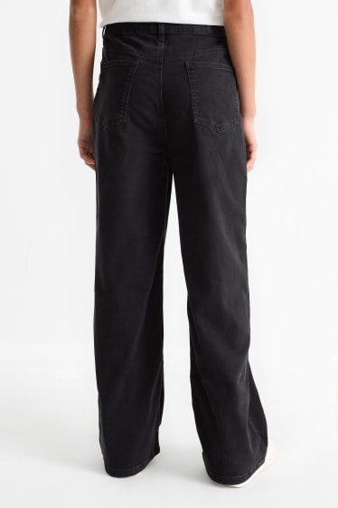 Copii - Fete - Wide leg jeans - LYCRA® - negru