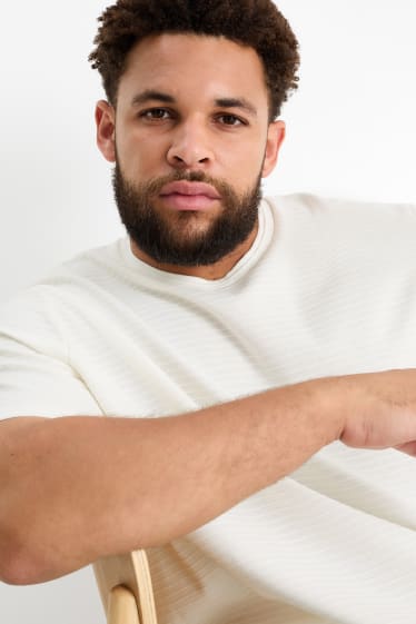 Herren - T-Shirt - strukturiert - cremeweiß