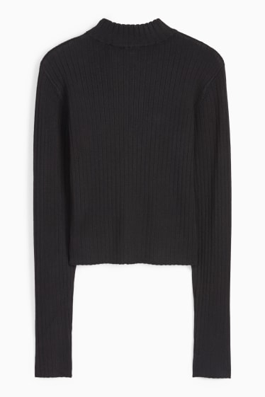 Dona - Jersei crop - acanalat - negre