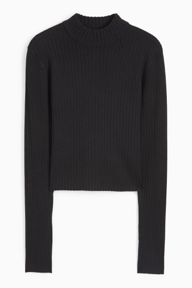 Dona - Jersei crop - acanalat - negre