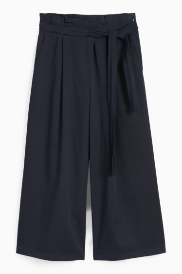 Dames - Pantalon - high waist - wide leg - donkerblauw