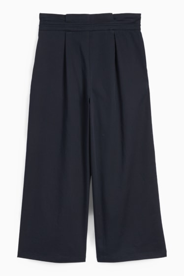 Dames - Pantalon - high waist - wide leg - donkerblauw