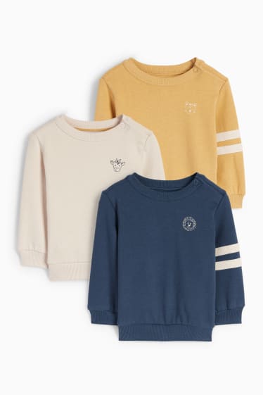Baby Jungen - Multipack 3er - Tiere - Baby-Sweatshirt - beige