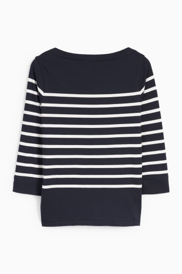 Dames - Longsleeve - gestreept - donkerblauw
