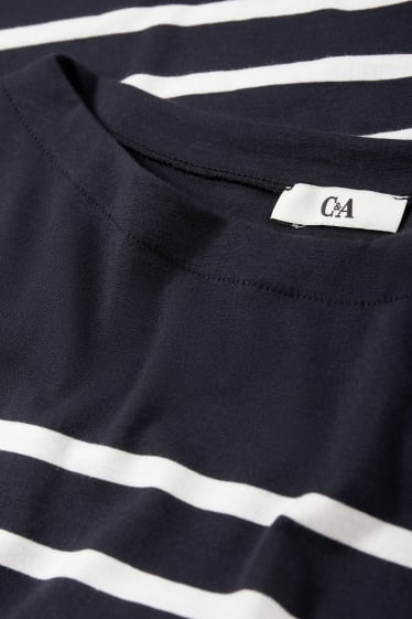 Dames - Longsleeve - gestreept - donkerblauw