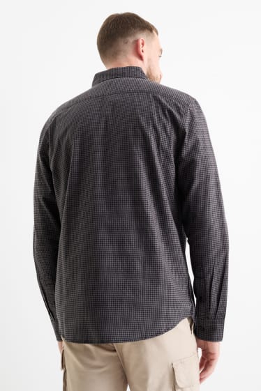 Men - Shirt - regular fit - kent collar - check - gray