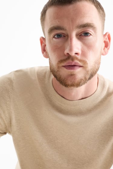 Herren - Feinstrick-Pullover - beige