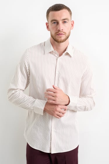 Uomo - Camicia - regular fit - collo all'italiana - a righe - bianco