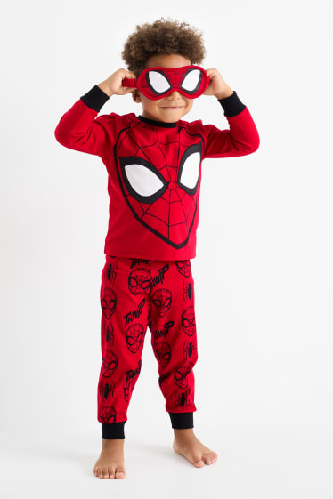 Enfants garçons - Spider-Man - ensemble - pyjama et masque de sommeil - 3 pièces - rouge