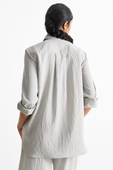 Dames - Blouse - krijtstrepen - lichtgrijs