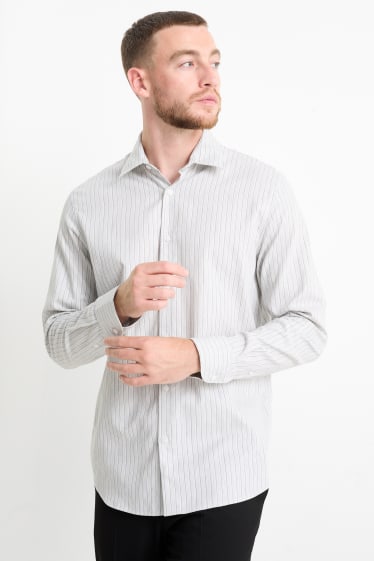 Hombre - Camisa - regular fit - Kent - de rayas - gris claro