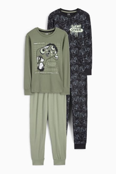 Kinder Jungen - Multipack 2er - Gaming - Pyjama - 4 teilig - schwarz