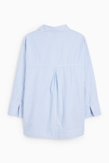 Damen - Popeline-Bluse - gestreift - blau