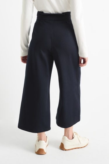 Dames - Pantalon - high waist - wide leg - donkerblauw