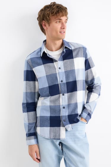 Men - Shirt - regular fit - kent collar - check - blue