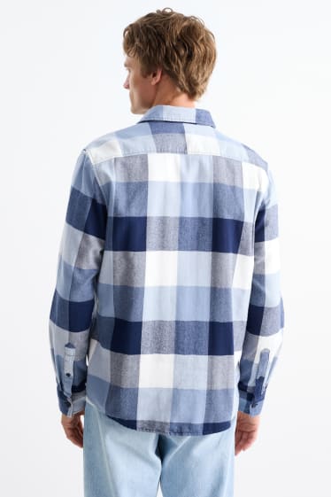 Men - Shirt - regular fit - kent collar - check - blue