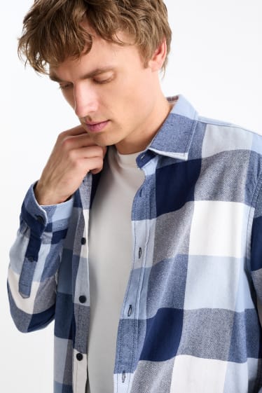 Men - Shirt - regular fit - kent collar - check - blue