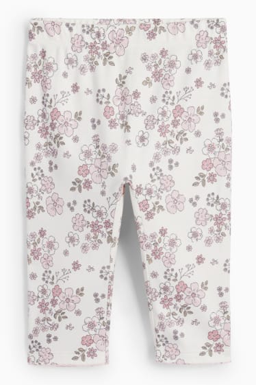 Baby: meisjes - Bloemetjes - babypyjama - 2-delig - wit