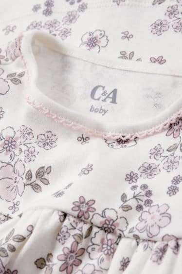 Baby: meisjes - Bloemetjes - babypyjama - 2-delig - wit
