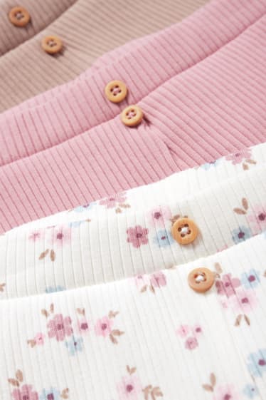 Bébés filles - Lot de 3 - petites fleurs - leggings pour bébé - rose foncé