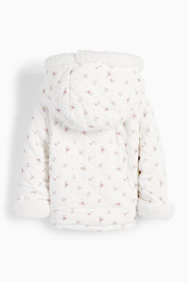 Baby Mädchen - Blümchen - Baby-Jacke mit Kapuze - weiß
