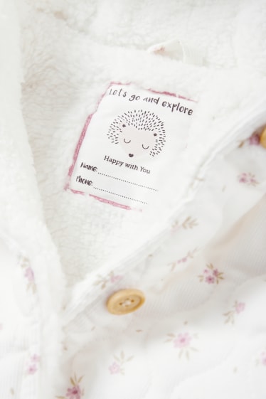 Baby Mädchen - Blümchen - Baby-Jacke mit Kapuze - weiß
