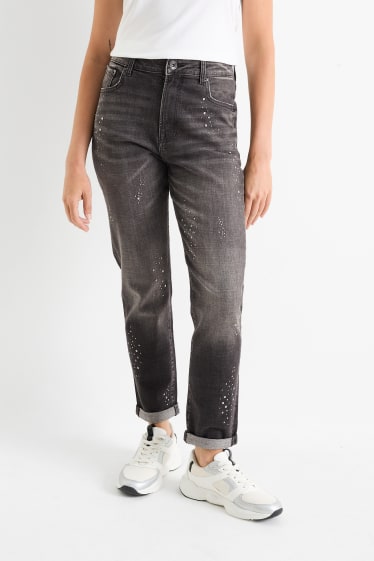 Femmes - Boyfriend jean - mid waist - LYCRA® - jean gris foncé
