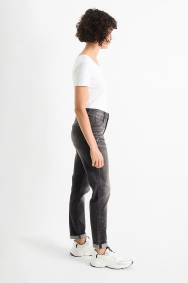 Femmes - Boyfriend jean - mid waist - LYCRA® - jean gris foncé