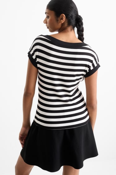 Femmes - T-shirt - à rayures - noir / blanc