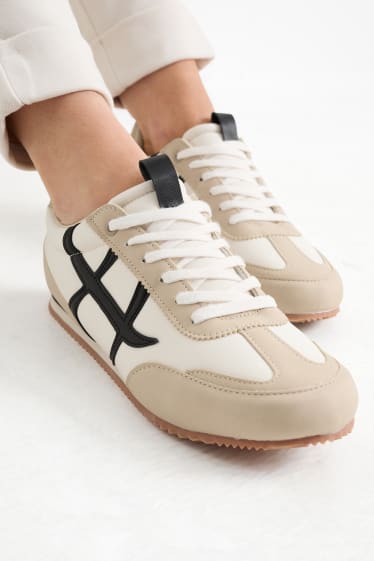 Women - Trainers - faux suede - light beige