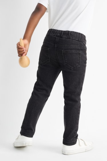 Kinder Mädchen - Thermojeans - geblümt - dunkelgrau