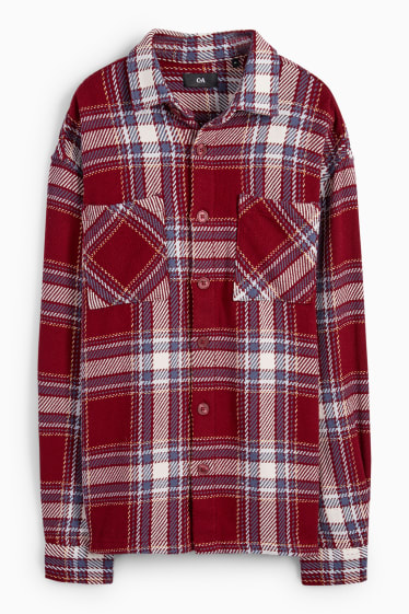Uomo - Giacca camicia - a quadretti - rosso scuro
