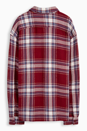 Uomo - Giacca camicia - a quadretti - rosso scuro